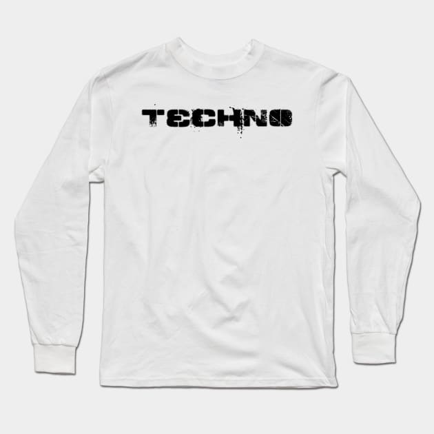 techno distorted logo design Long Sleeve T-Shirt by lkn